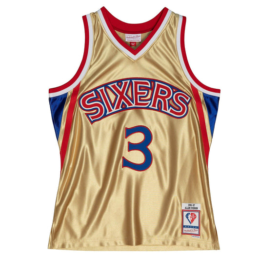 75th Anniversary Gold Swingman Allen Iverson Philadelphia 76ers 1996-97 Jersey