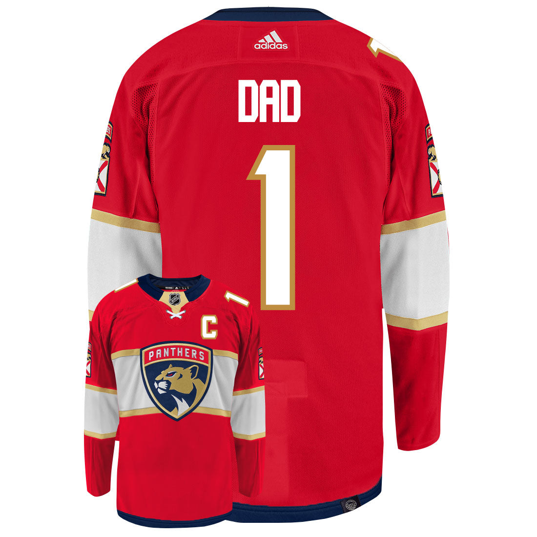 Florida Panthers Dad Number One Adidas Primegreen Authentic NHL Hockey Jersey
