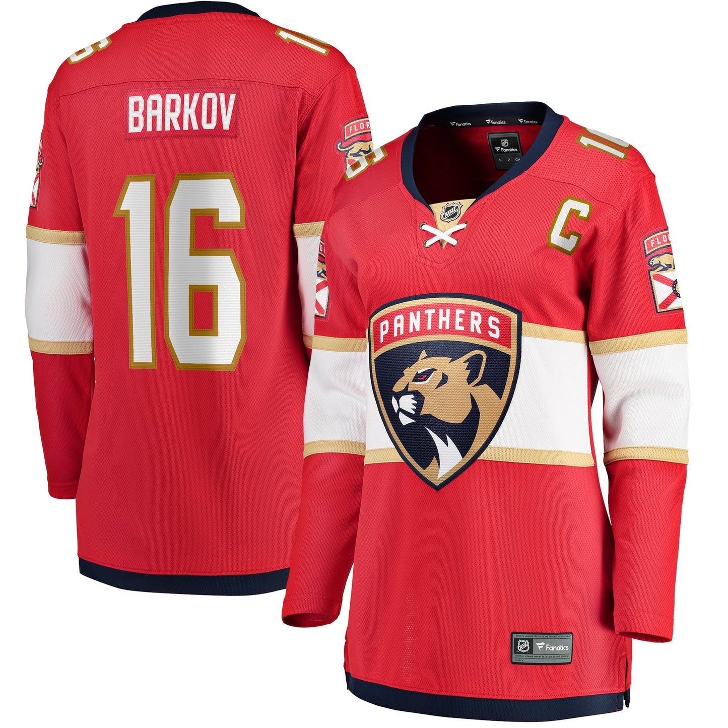 Women's Fanatics Branded Aleksander Barkov Red Florida Panthers Home Captain Premier Breakaway Player Jersey