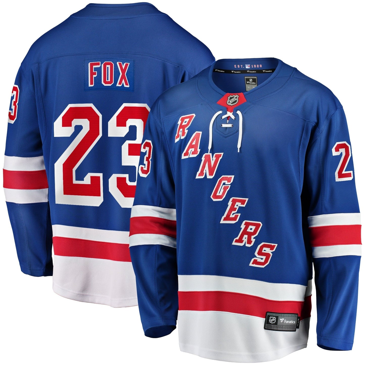 Men's Fanatics Branded Adam Fox Blue New York Rangers Home Premier Breakaway Player Jersey