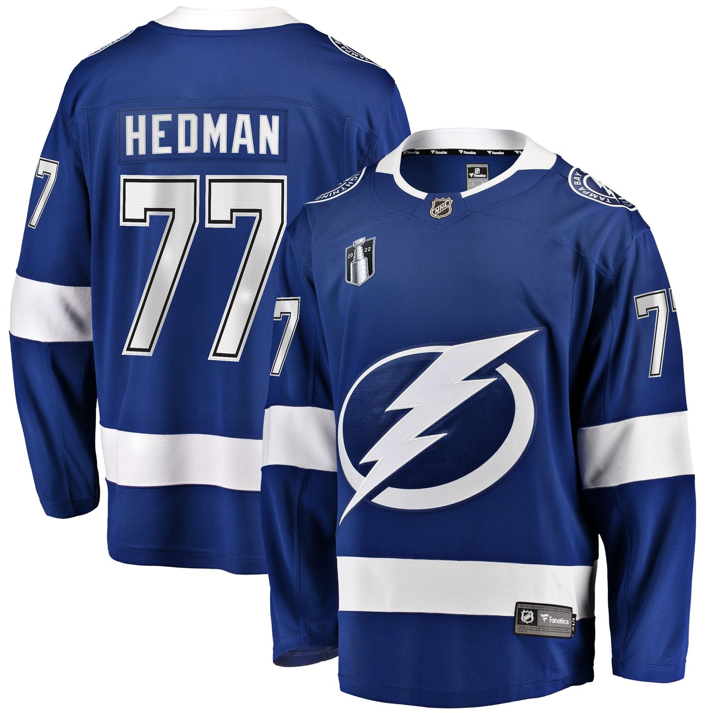 Men's Fanatics Branded Victor Hedman Blue Tampa Bay Lightning Home 2022 Stanley Cup Final Breakaway Player Jersey