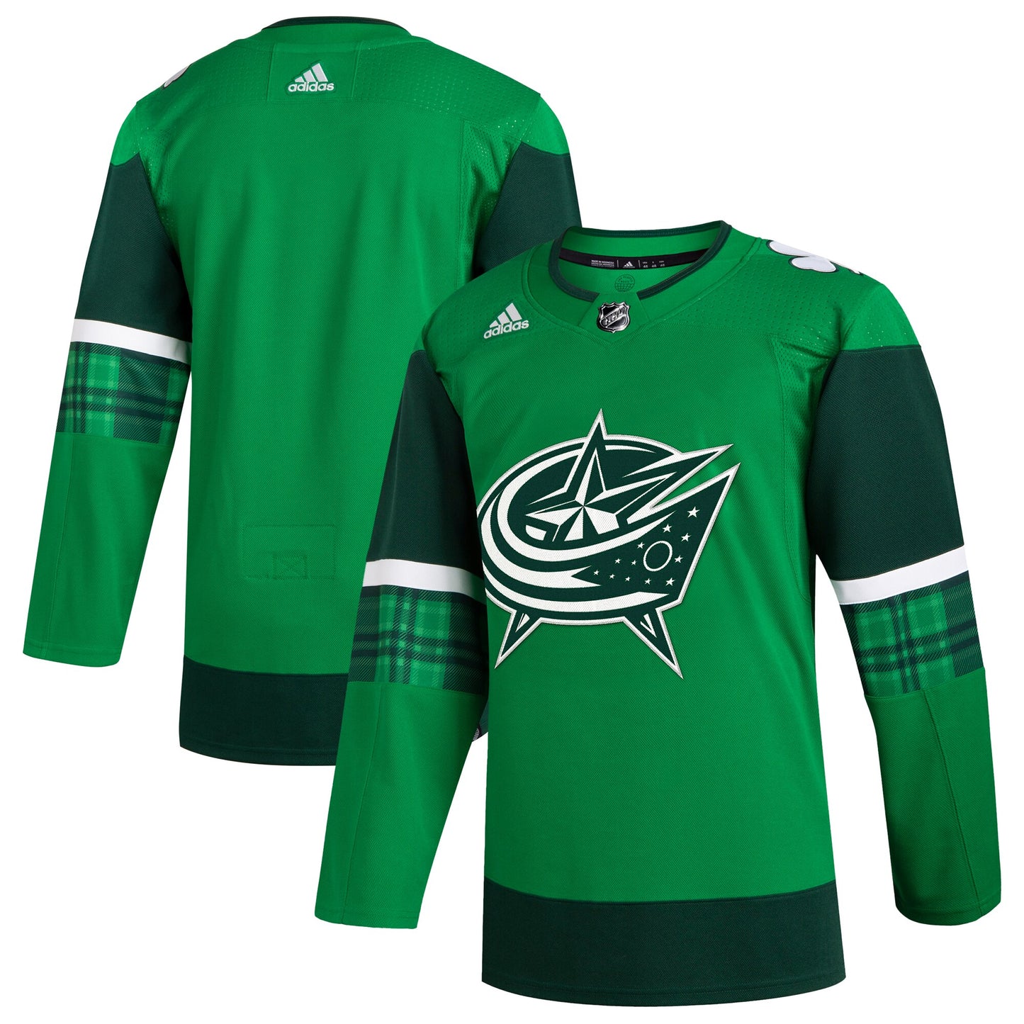 Columbus Blue Jackets adidas 2023 St. Patrick's Day Primegreen Authentic Jersey - Kelly Green