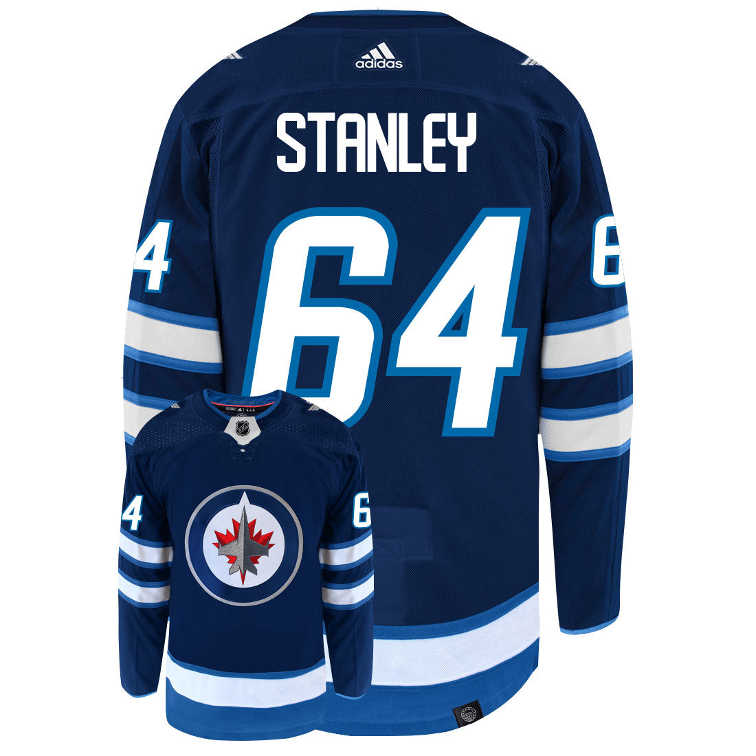 Logan Stanley Winnipeg Jets Adidas Primegreen Authentic NHL Hockey Jersey