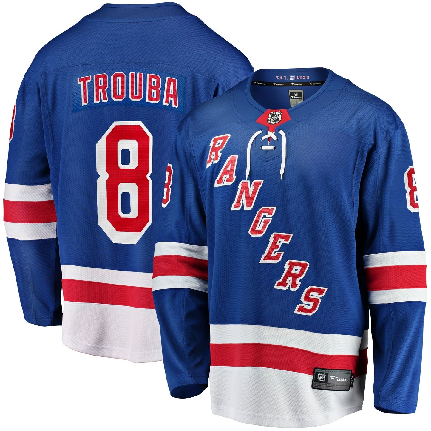 Men's Fanatics Branded Jacob Trouba Blue New York Rangers Home Breakaway Jersey