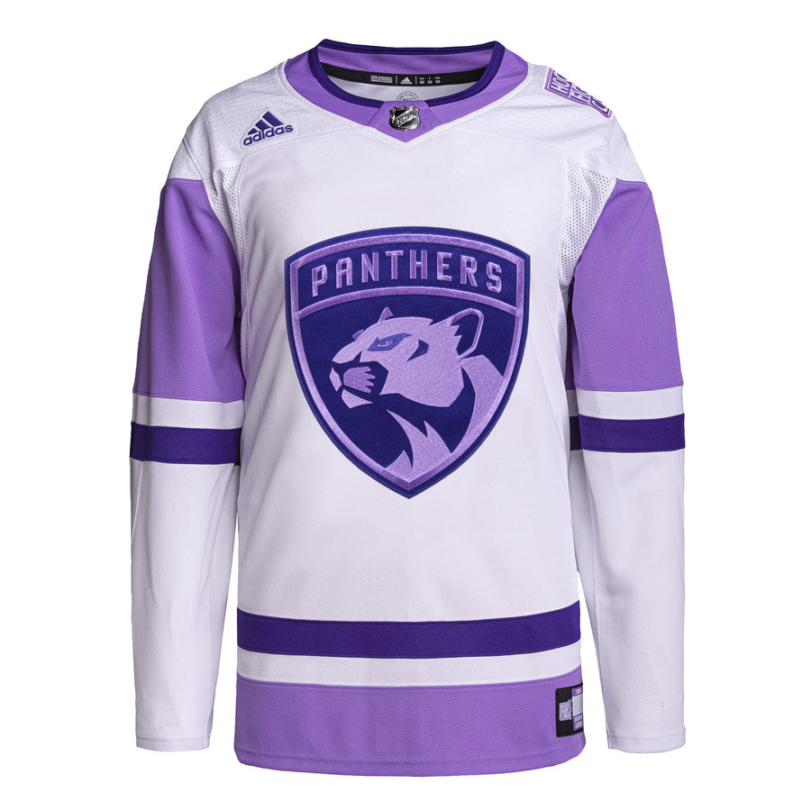 Florida Panthers adidas Hockey Fights Cancer Blank Practice Jersey - Purple/White