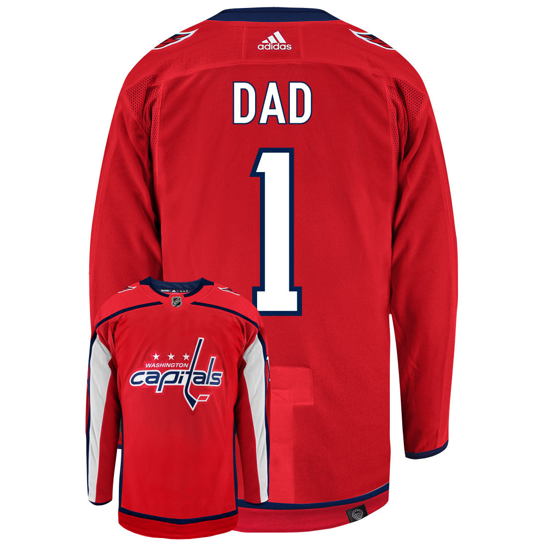 Washington Capitals Dad Number One Adidas Primegreen Authentic NHL Hockey Jersey