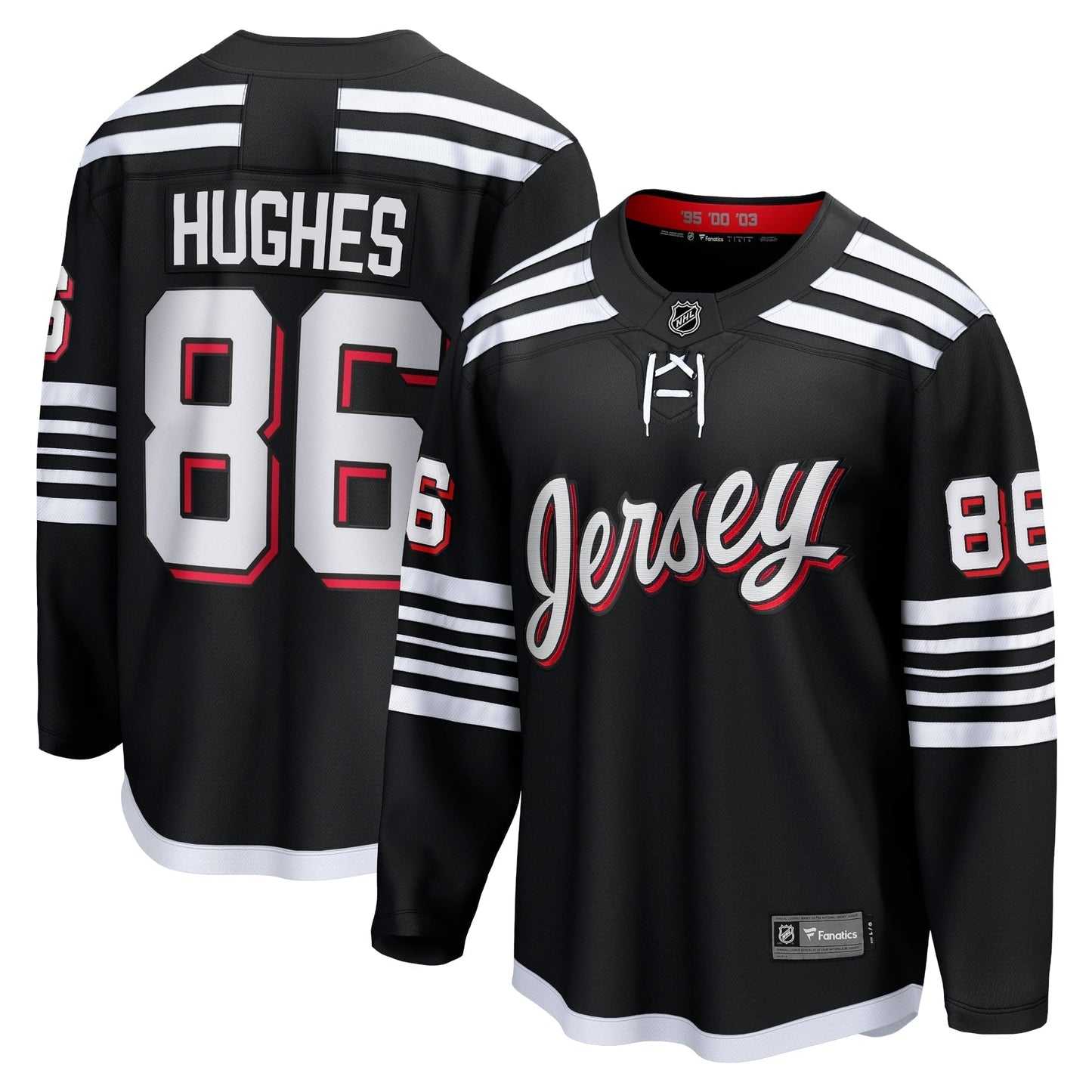 Men's Fanatics Branded Jack Hughes Black New Jersey Devils Alternate Premier Breakaway Player Jersey