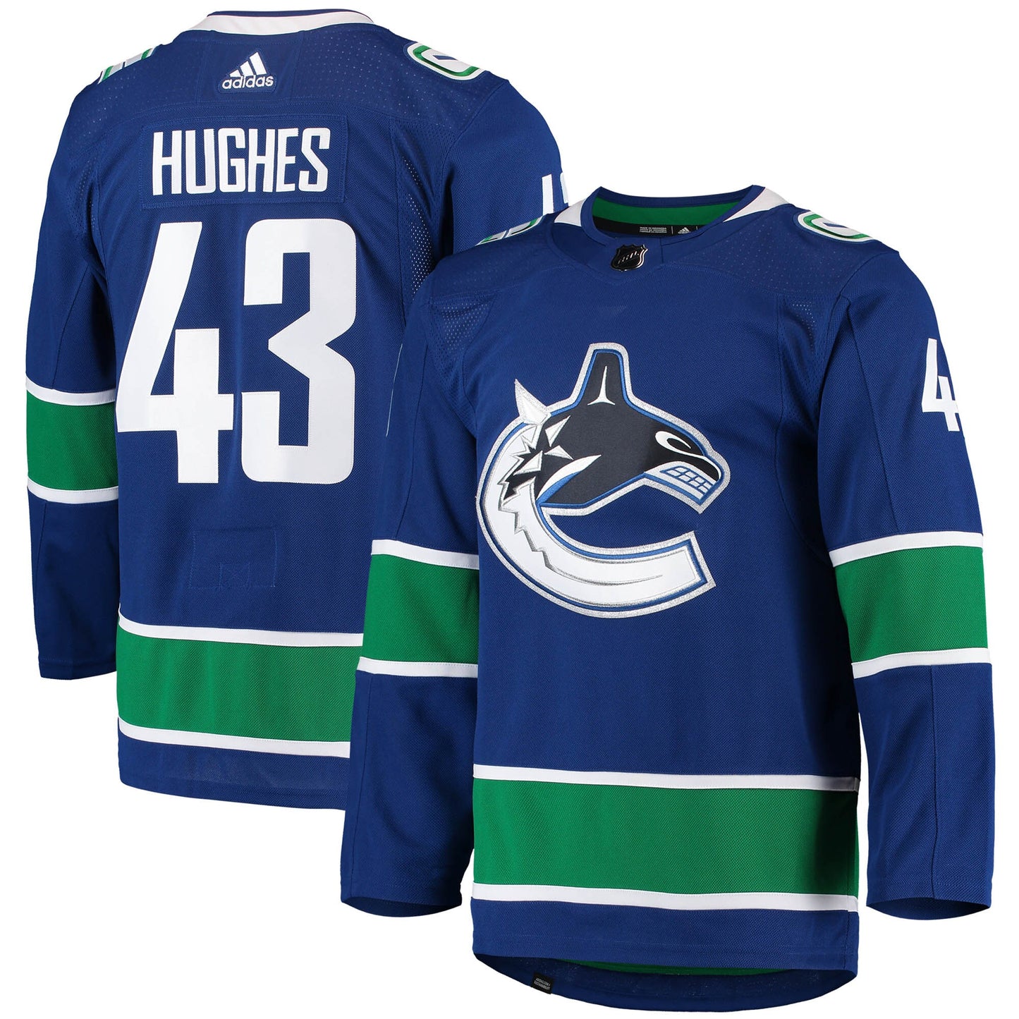 Quinn Hughes Vancouver Canucks adidas Home Primegreen Authentic Pro Player Jersey - Blue