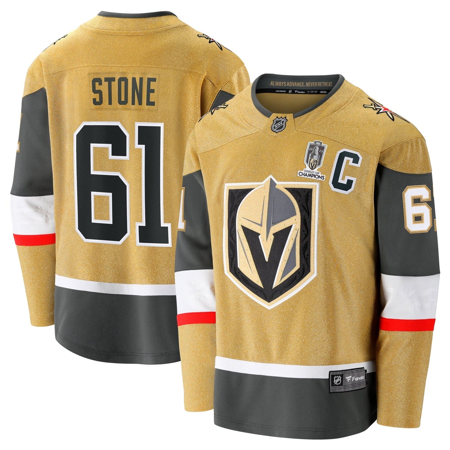 Men's Fanatics Branded Mark Stone Gold Vegas Golden Knights 2023 Stanley Cup Champions Home Breakaway Player Jersey
